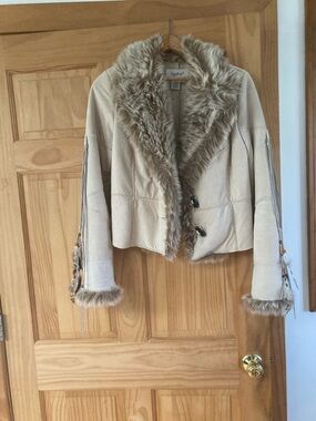 Together Cream Faux-Shearling Trim Teddy Jacket